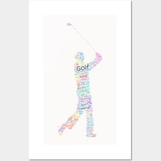 Golfing Golfer Silhouette Shape Text Word Cloud Posters and Art